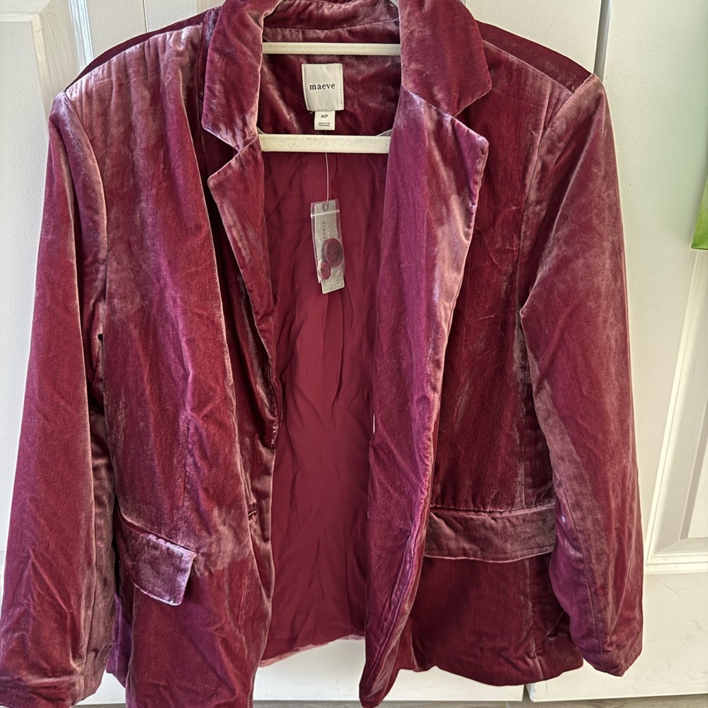 Anthropologie Blush Pink / Dark Pink Velvet Women's Blazer